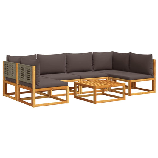 vidaXL Set di divani da giardino 7 pezzi con cuscini in legno di acacia e rattan