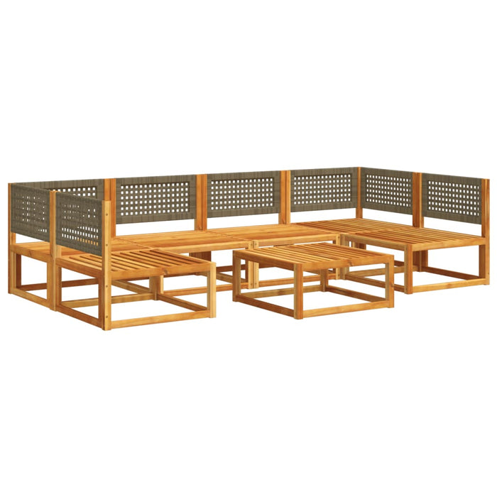 vidaXL Set di divani da giardino 7 pezzi con cuscini in legno di acacia e rattan