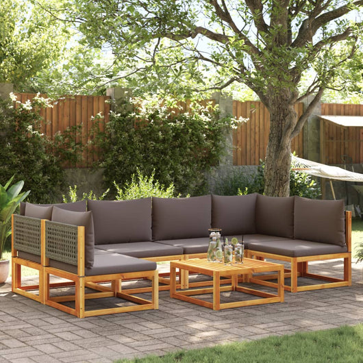 vidaXL Set di divani da giardino 7 pezzi con cuscini in legno di acacia e rattan