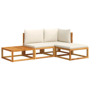 vidaXL Set di divani da giardino 4 pezzi con cuscini in legno di acacia e rattan