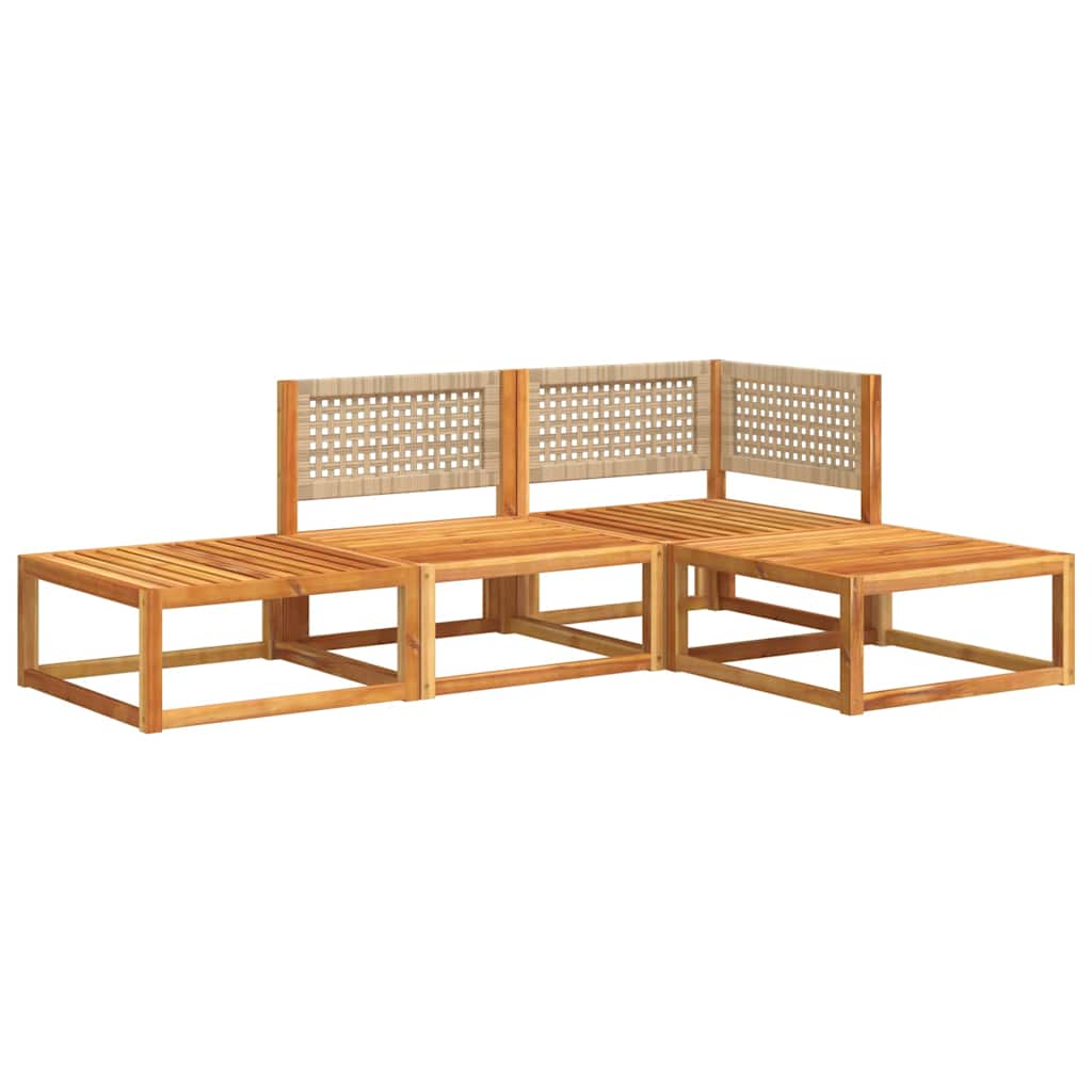 vidaXL Set di divani da giardino 4 pezzi con cuscini in legno di acacia e rattan