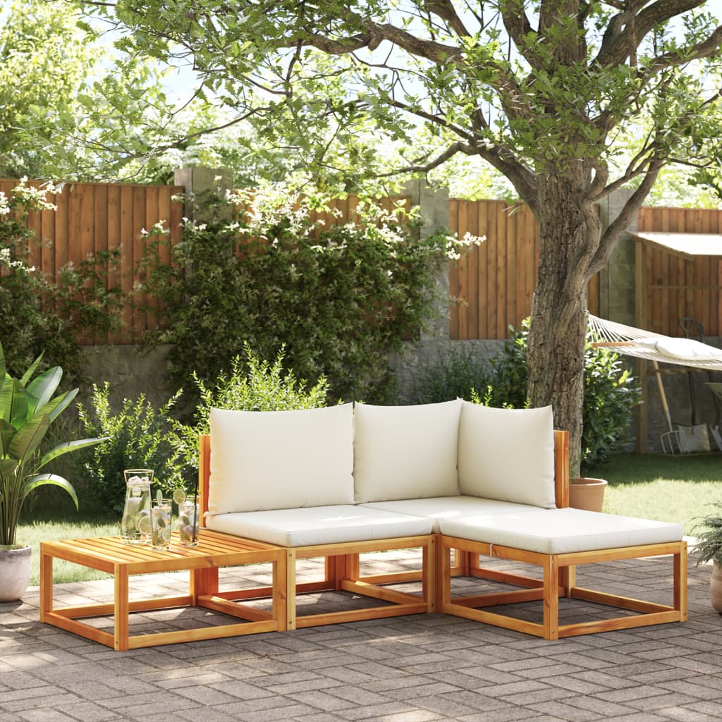 vidaXL Set di divani da giardino 4 pezzi con cuscini in legno di acacia e rattan