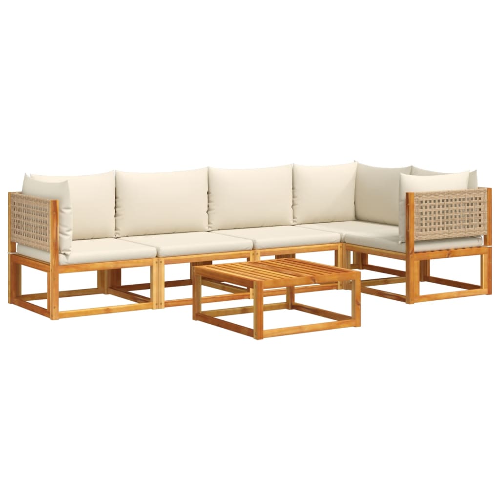 Set di divani da giardino 6 pezzi con cuscini in legno di acacia e rattan 3278921