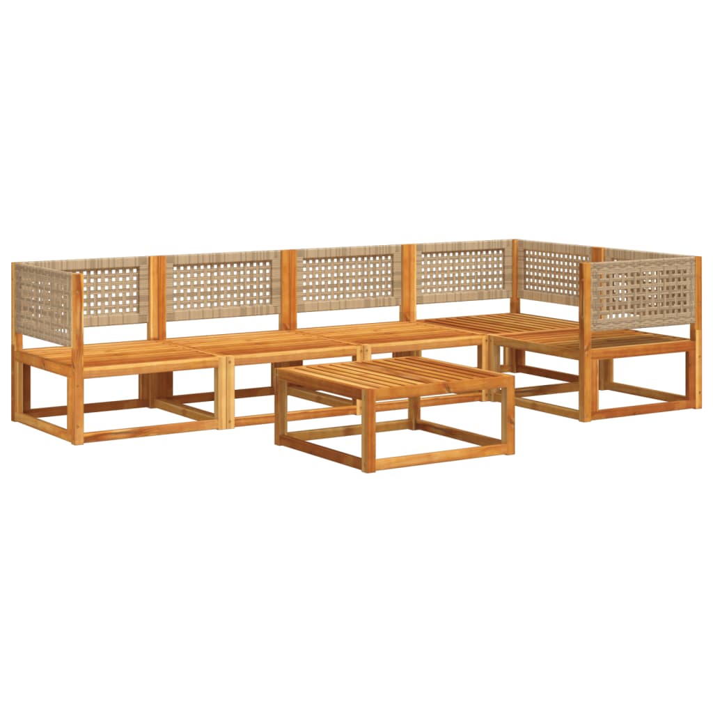 Set di divani da giardino 6 pezzi con cuscini in legno di acacia e rattan 3278921