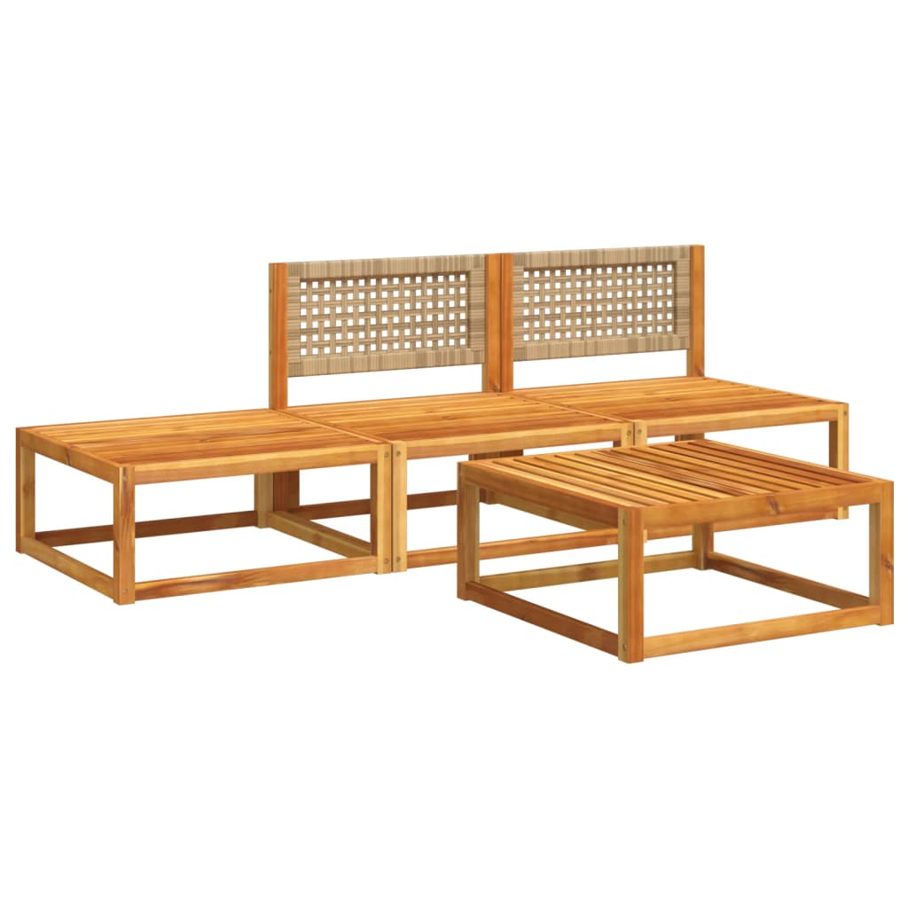 vidaXL Set di divani da giardino 4 pezzi con cuscini in legno di acacia e rattan