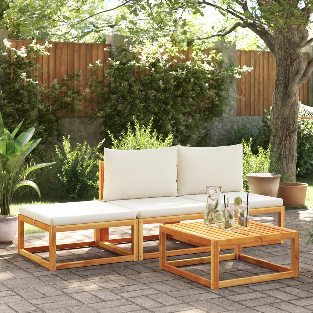 vidaXL Set di divani da giardino 4 pezzi con cuscini in legno di acacia e rattan