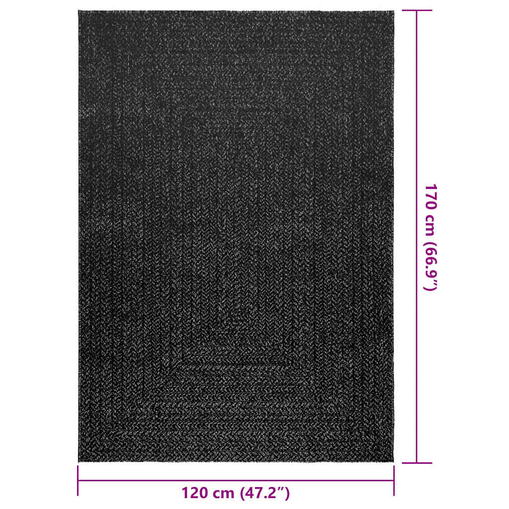 Tappeto ZIZUR Antracite 120x170 cm Aspetto Iuta Interni Esterni 4010334