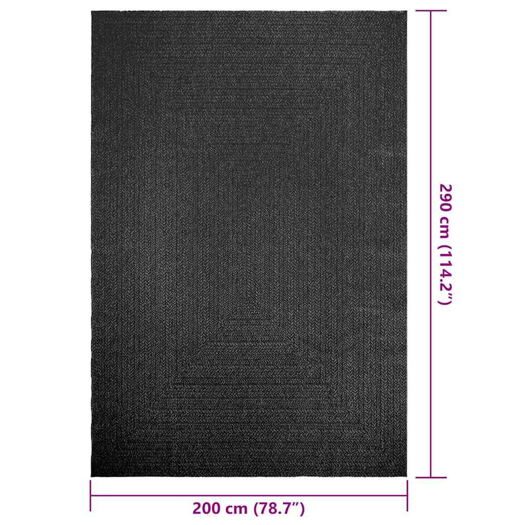 Tappeto ZIZUR Antracite 200x290 cm Aspetto Iuta Interni Esterni 4010338
