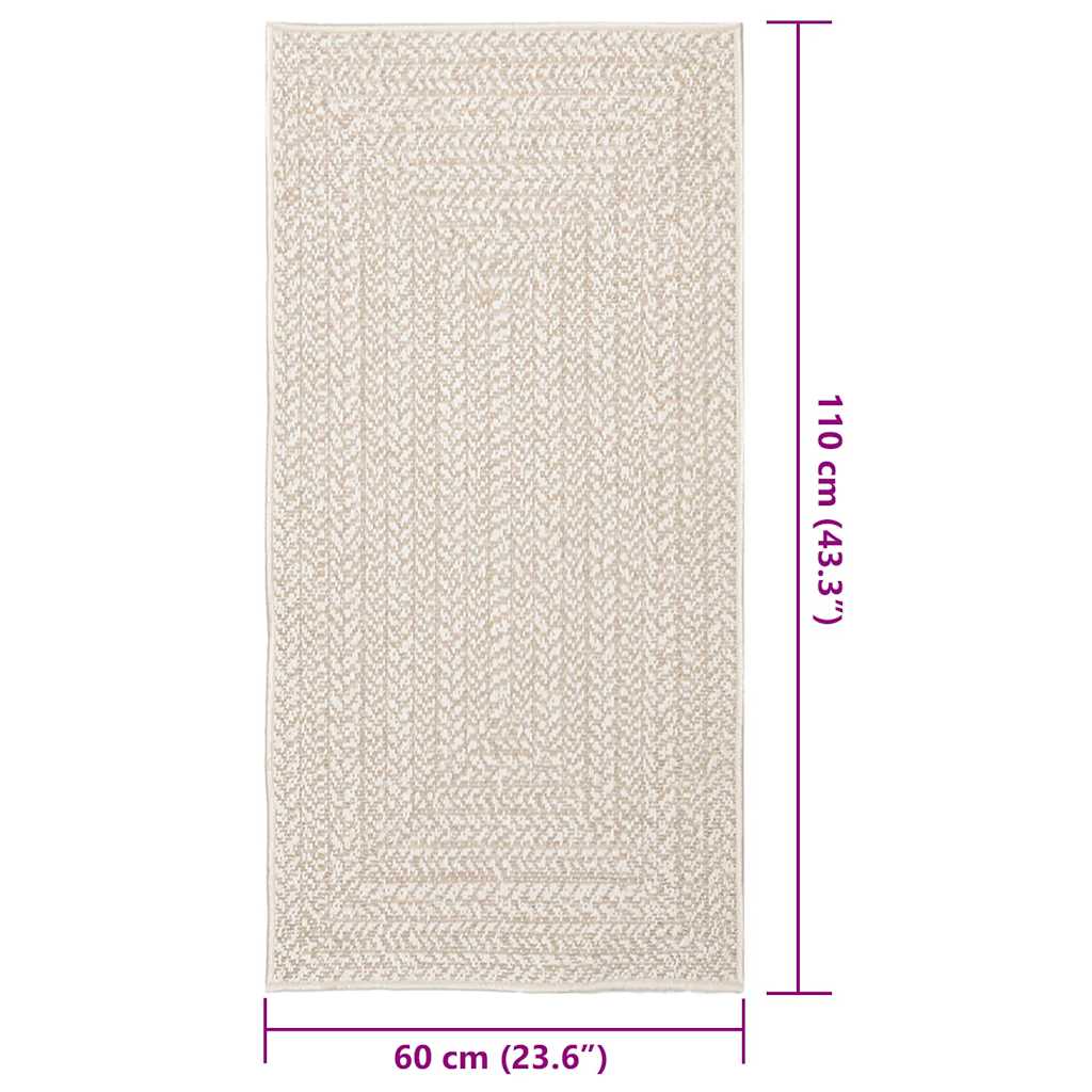 Tappeto ZIZUR Crema 60x110 cm Aspetto Iuta Interni ed Esterni 4010358