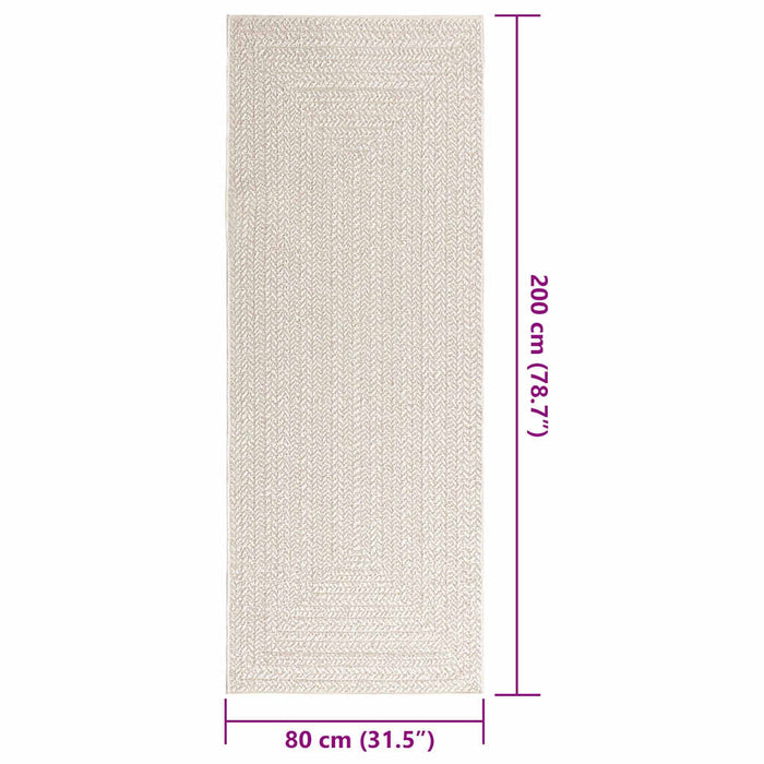 Tappeto ZIZUR Crema 80x200 cm Aspetto Iuta Interni ed Esterni 4010360