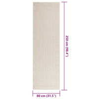 vidaXL Tappeto ZIZUR Crema 80x250 cm Aspetto Iuta Interni ed Esterni