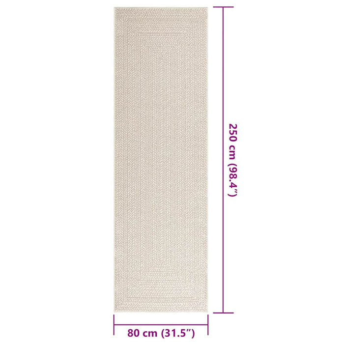 vidaXL Tappeto ZIZUR Crema 80x250 cm Aspetto Iuta Interni ed Esterni