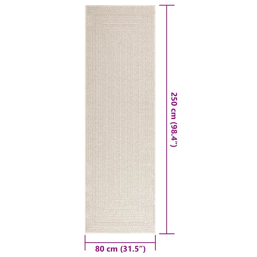 Tappeto ZIZUR Crema 80x250 cm Aspetto Iuta Interni ed Esterni 4010361