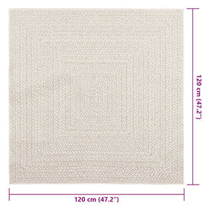 vidaXL Tappeto ZIZUR Crema 120x120 cm Aspetto Iuta Interni ed Esterni