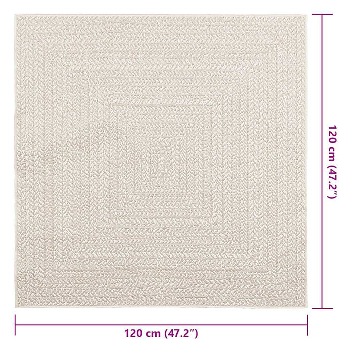 vidaXL Tappeto ZIZUR Crema 120x120 cm Aspetto Iuta Interni ed Esterni