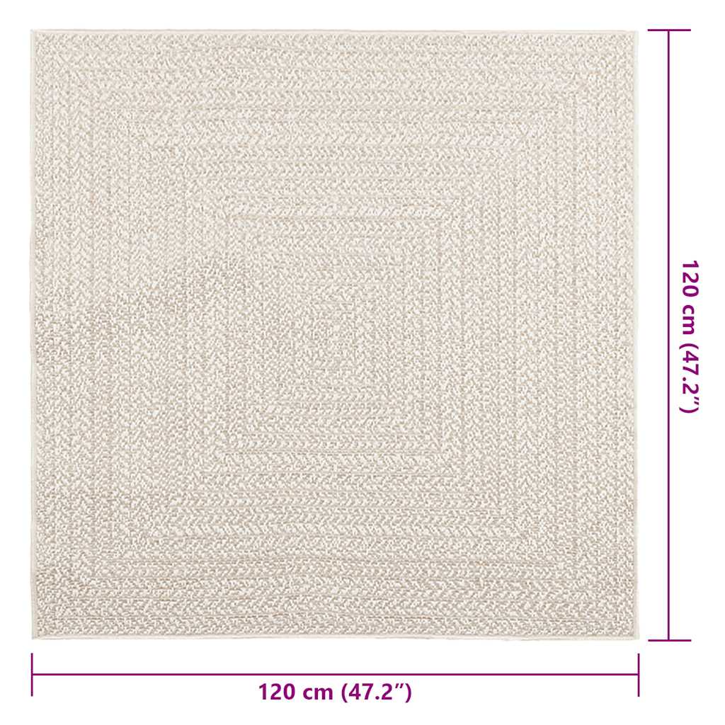 Tappeto ZIZUR Crema 120x120 cm Aspetto Iuta Interni ed Esterni 4010363