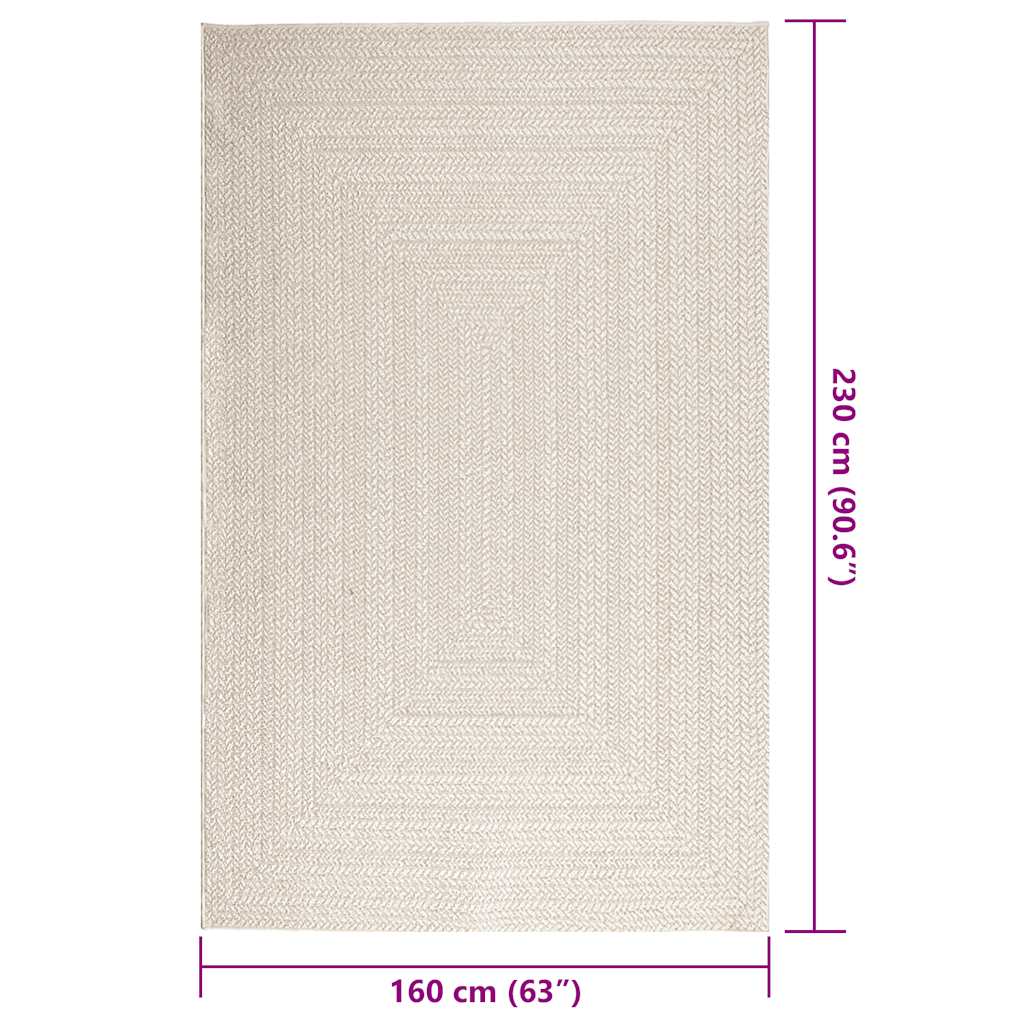 Tappeto ZIZUR Crema 160x230 cm Aspetto Iuta Interni ed Esterni 4010366