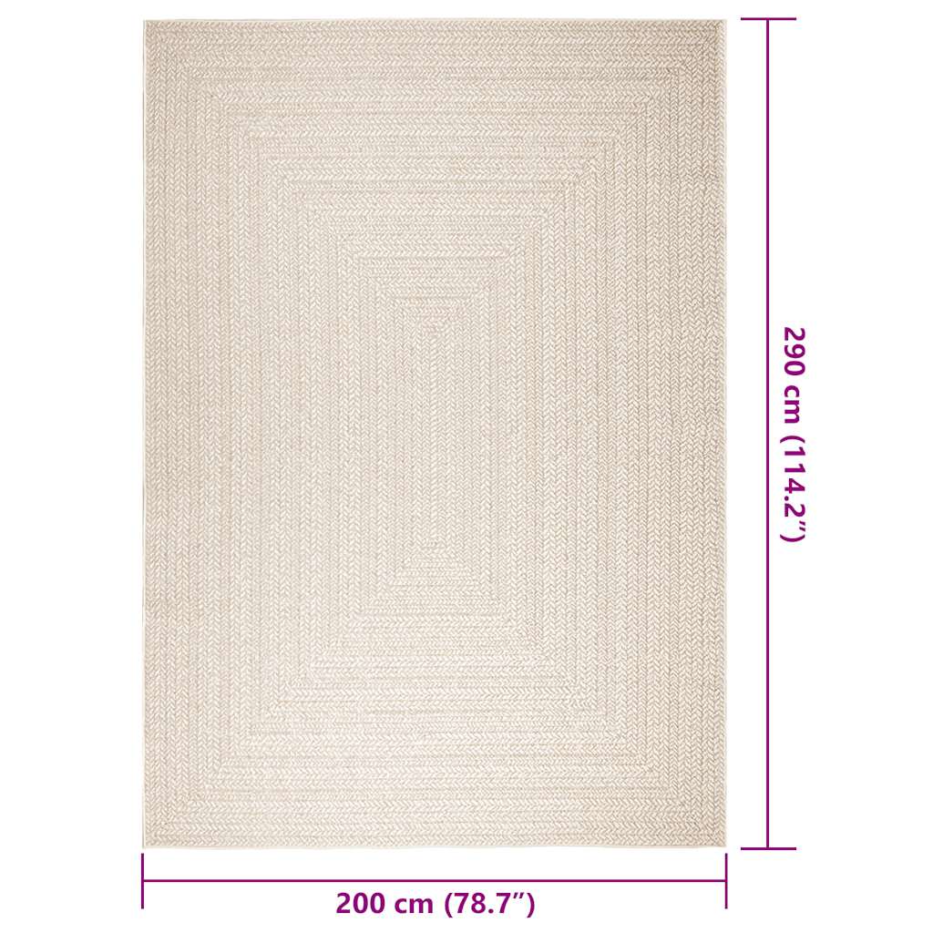 Tappeto ZIZUR Crema 200x290 cm Aspetto Iuta Interni ed Esterni 4010368
