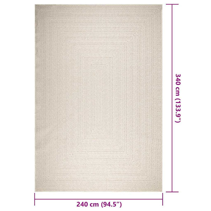 Tappeto ZIZUR Crema 240x340 cm Aspetto Iuta Interni ed Esterni 4010370