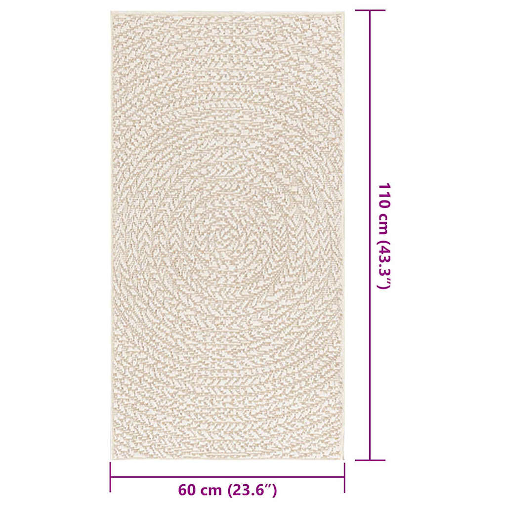 Tappeto ZIZUR Crema 60x110 cm Aspetto Iuta Interni ed Esterni 4010371