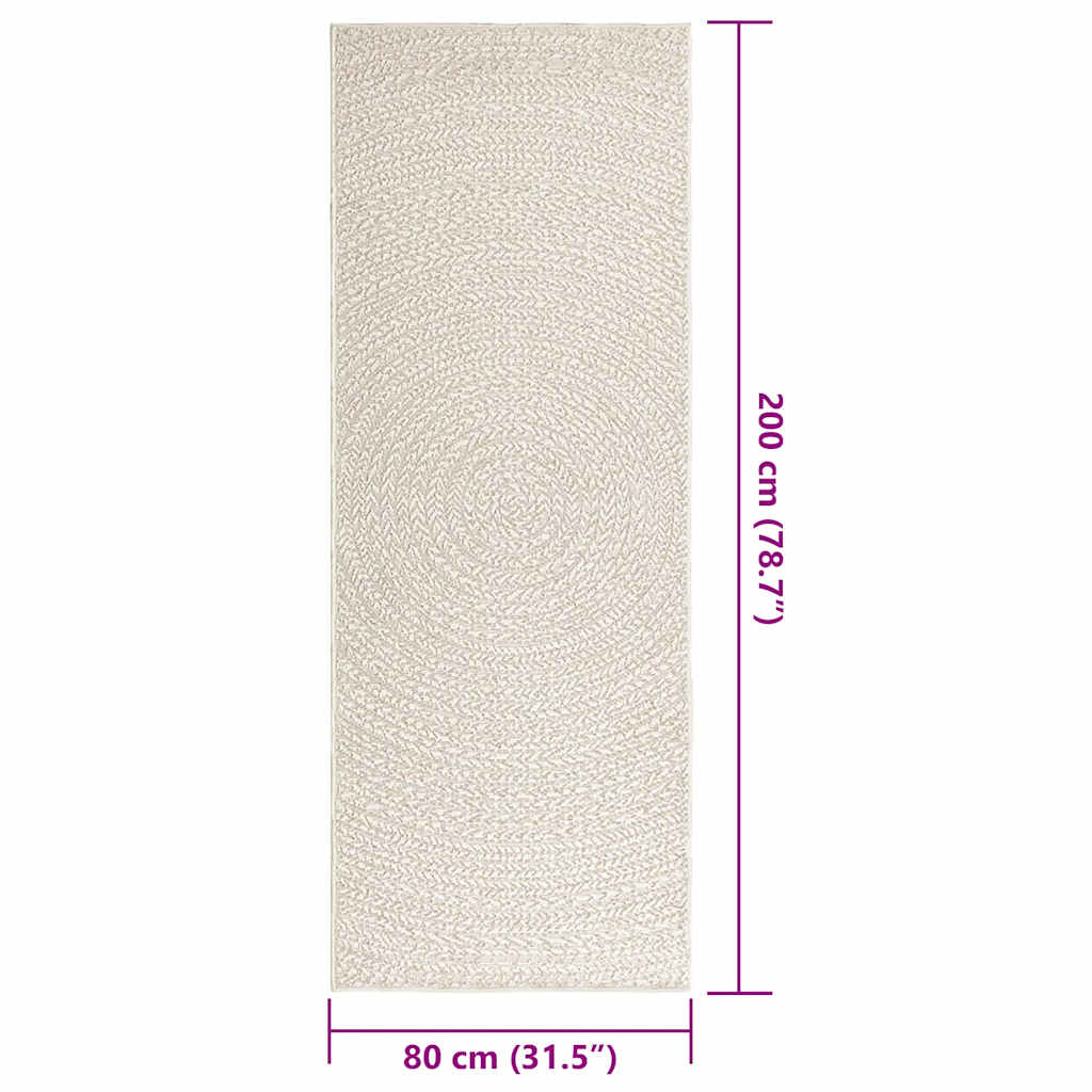 Tappeto ZIZUR Crema 80x200 cm Aspetto Iuta Interni ed Esterni 4010373