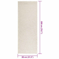 Tappeto ZIZUR Crema 80x200 cm Aspetto Iuta Interni ed Esterni 4010373