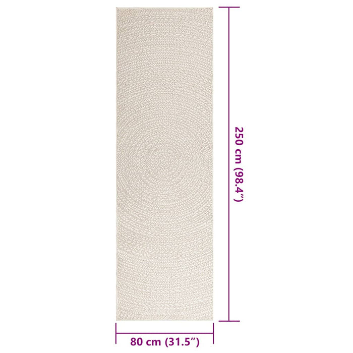 Tappeto ZIZUR Crema 80x250 cm Aspetto Iuta Interni ed Esterni 4010374