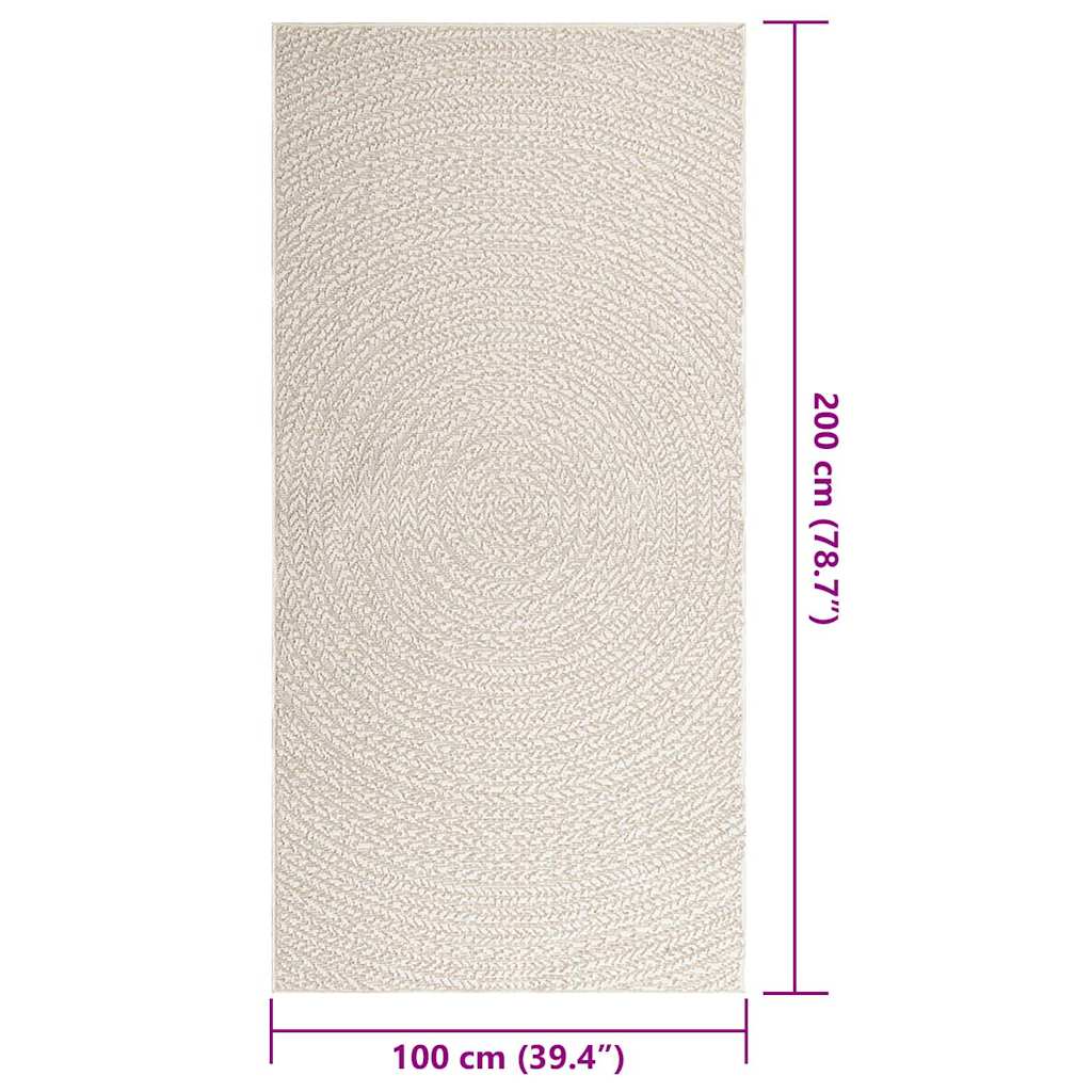 Tappeto ZIZUR Crema 100x200 cm Aspetto Iuta Interni ed Esterni 4010375