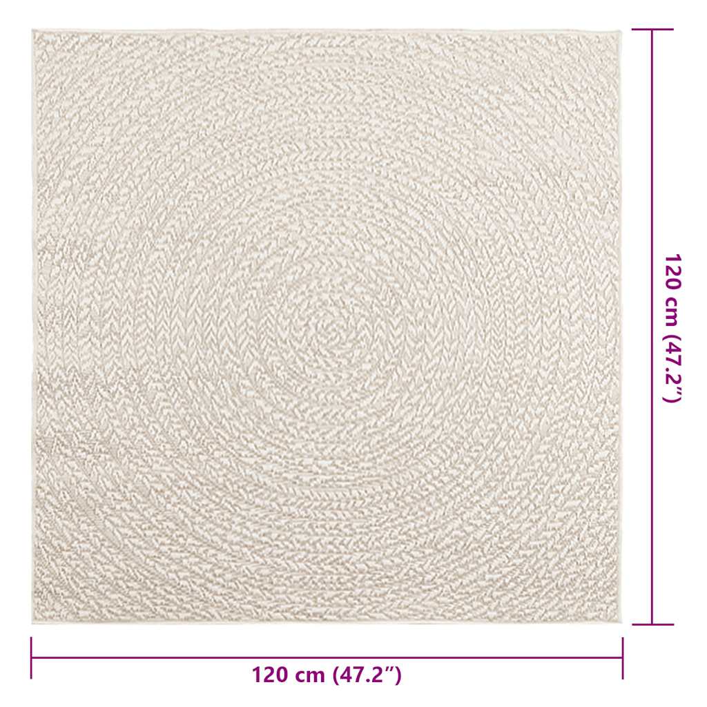 Tappeto ZIZUR Crema 120x120 cm Aspetto Iuta Interni ed Esterni 4010376