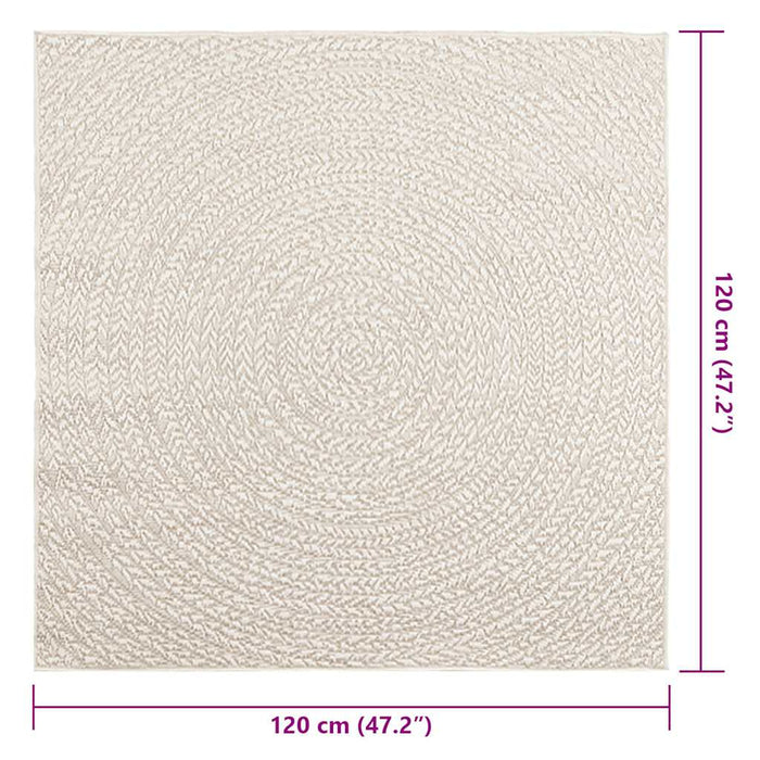 Tappeto ZIZUR Crema 120x120 cm Aspetto Iuta Interni ed Esterni 4010376