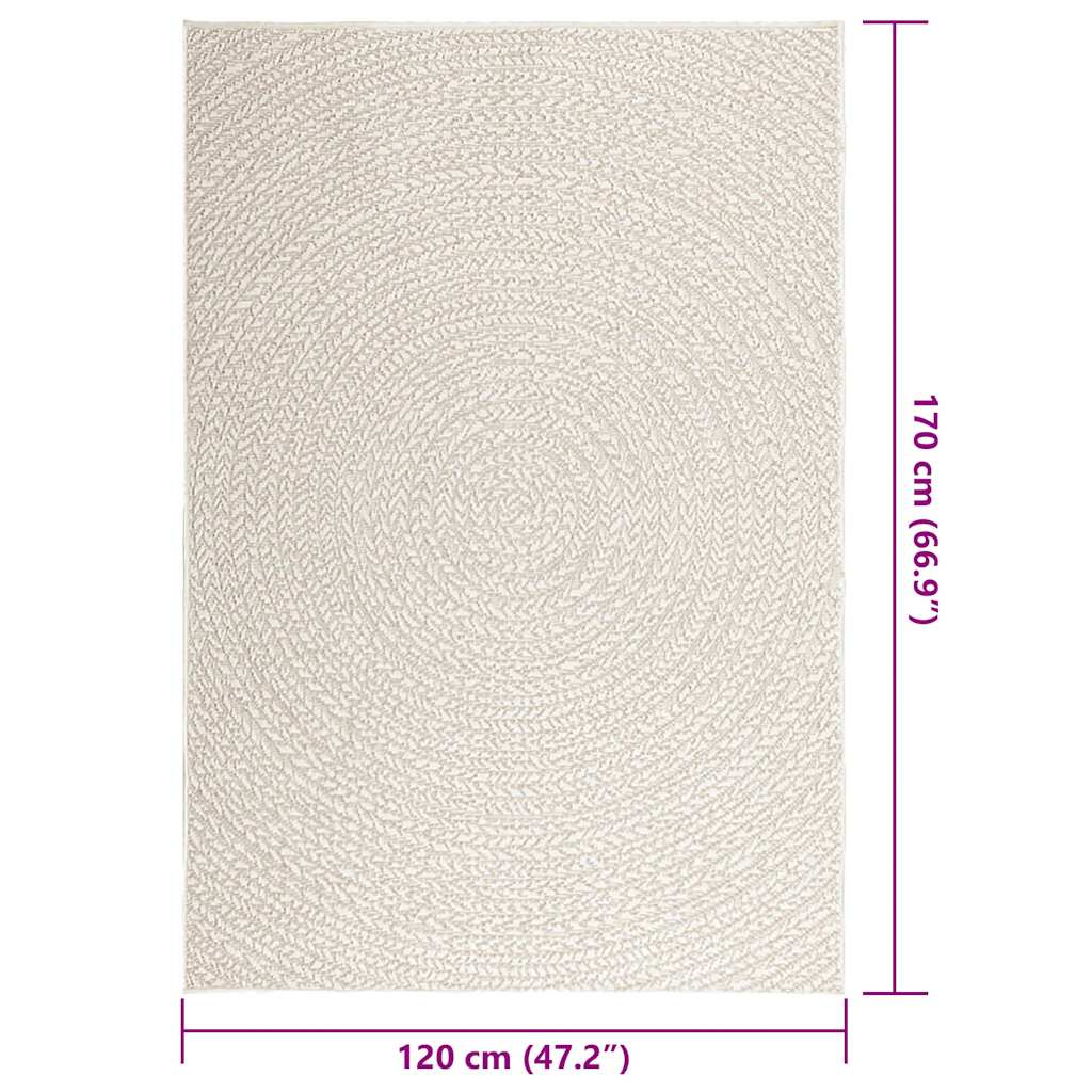vidaXL Tappeto ZIZUR Crema 120x170 cm Aspetto Iuta Interni ed Esterni