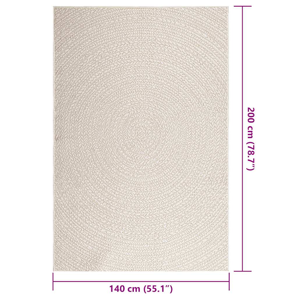 Tappeto ZIZUR Crema 140x200 cm Aspetto Iuta Interni ed Esterni 4010378