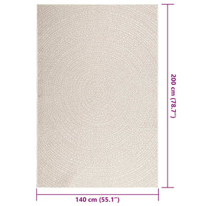 Tappeto ZIZUR Crema 140x200 cm Aspetto Iuta Interni ed Esterni 4010378