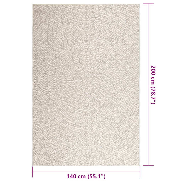 Tappeto ZIZUR Crema 140x200 cm Aspetto Iuta Interni ed Esterni 4010378