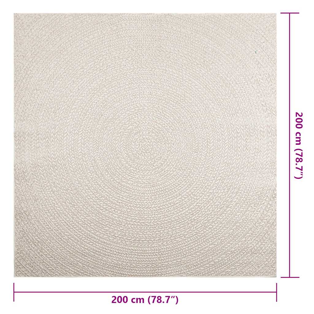 Tappeto ZIZUR Crema 200x200 cm Aspetto Iuta Interni ed Esterni 4010380
