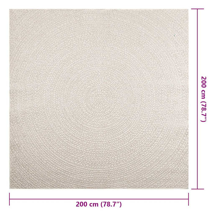 Tappeto ZIZUR Crema 200x200 cm Aspetto Iuta Interni ed Esterni 4010380