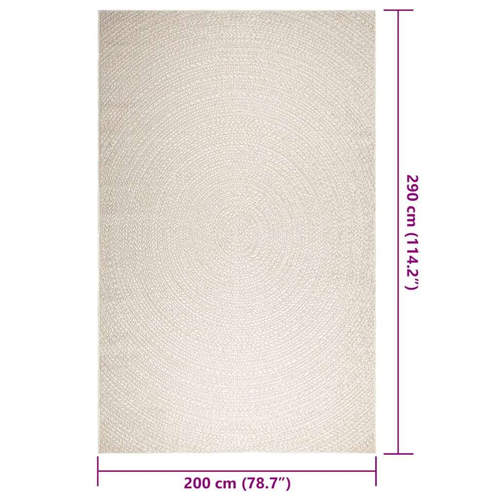 vidaXL Tappeto ZIZUR Crema 200x290 cm Aspetto Iuta Interni ed Esterni