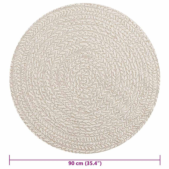 Tappeto ZIZUR Crema Ø 90 cm Aspetto Iuta per Interni ed Esterni