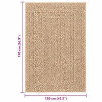 Tappeto ZIZUR Beige 100x200 cm Aspetto Iuta Interni ed Esterni 4010392