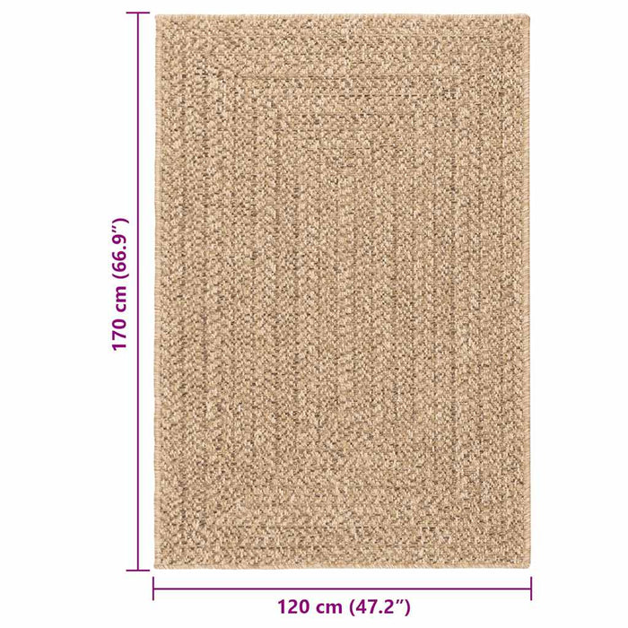 vidaXL Tappeto ZIZUR Beige 100x200 cm Aspetto Iuta Interni ed Esterni