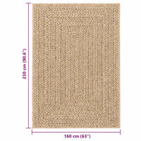 vidaXL Tappeto ZIZUR Beige 120x170 cm Aspetto Iuta Interni ed Esterni
