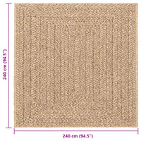 Tappeto ZIZUR Beige 240x340 cm Aspetto Iuta Interni ed Esterni 4010400