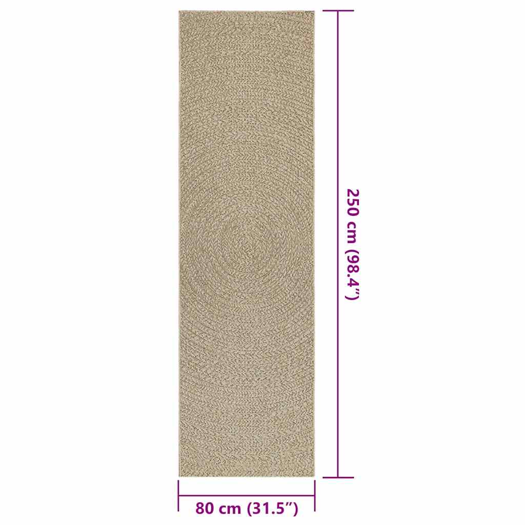 Tappeto ZIZUR Beige 80x250 cm Aspetto Iuta Interni ed Esterni 4010404