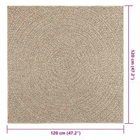 vidaXL Tappeto ZIZUR Beige 120x120 cm Aspetto Iuta Interni ed Esterni