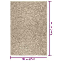 vidaXL Tappeto ZIZUR Beige 120x170 cm Aspetto Iuta Interni ed Esterni