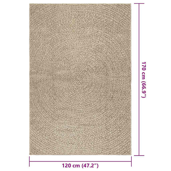 vidaXL Tappeto ZIZUR Beige 120x170 cm Aspetto Iuta Interni ed Esterni
