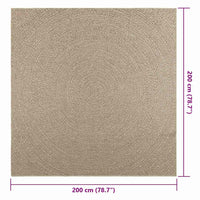Tappeto ZIZUR Beige 200x200 cm Aspetto Iuta Interni ed Esterni 4010410