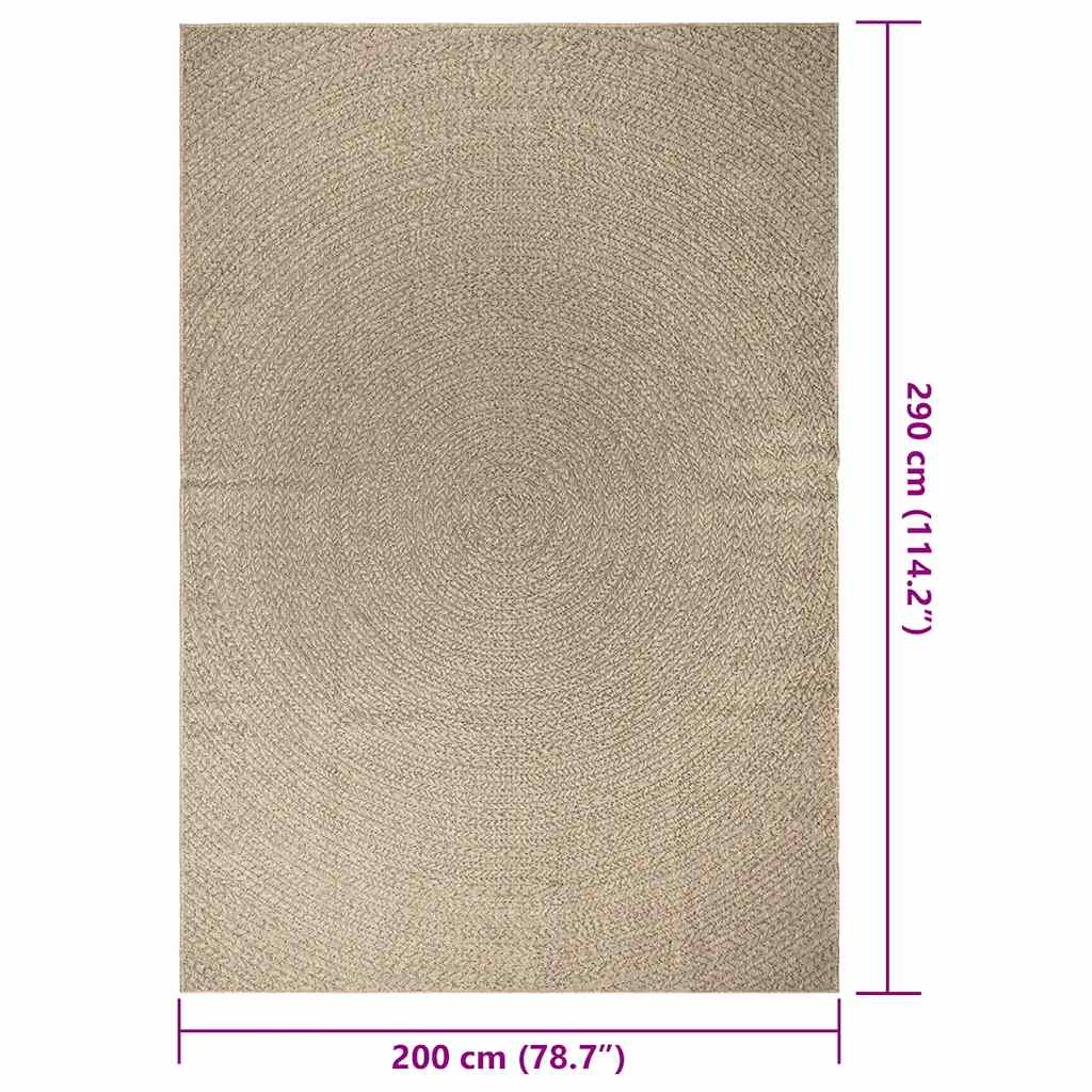 vidaXL Tappeto ZIZUR Beige 200x290 cm Aspetto Iuta Interni ed Esterni