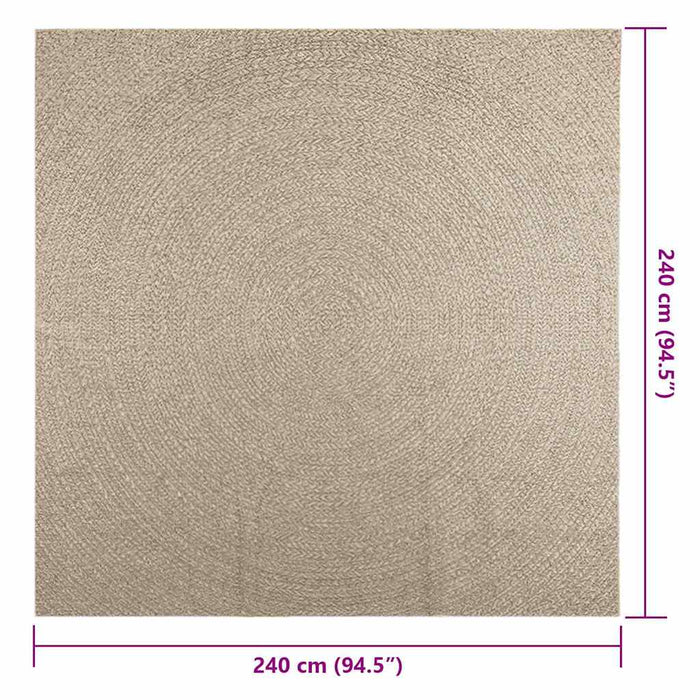 Tappeto ZIZUR Beige 240x240 cm Aspetto Iuta Interni ed Esterni 4010412