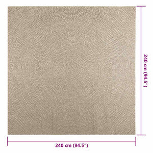 vidaXL Tappeto ZIZUR Beige 240x240 cm Aspetto Iuta Interni ed Esterni